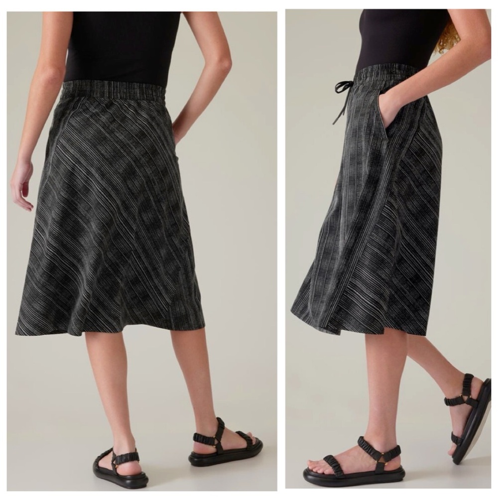 🖤NWTS-$100 ATHLETA Arrival Midi Skirt SIZE 14 Featherweight Stretch POCKETS! - Picture 3 of 7